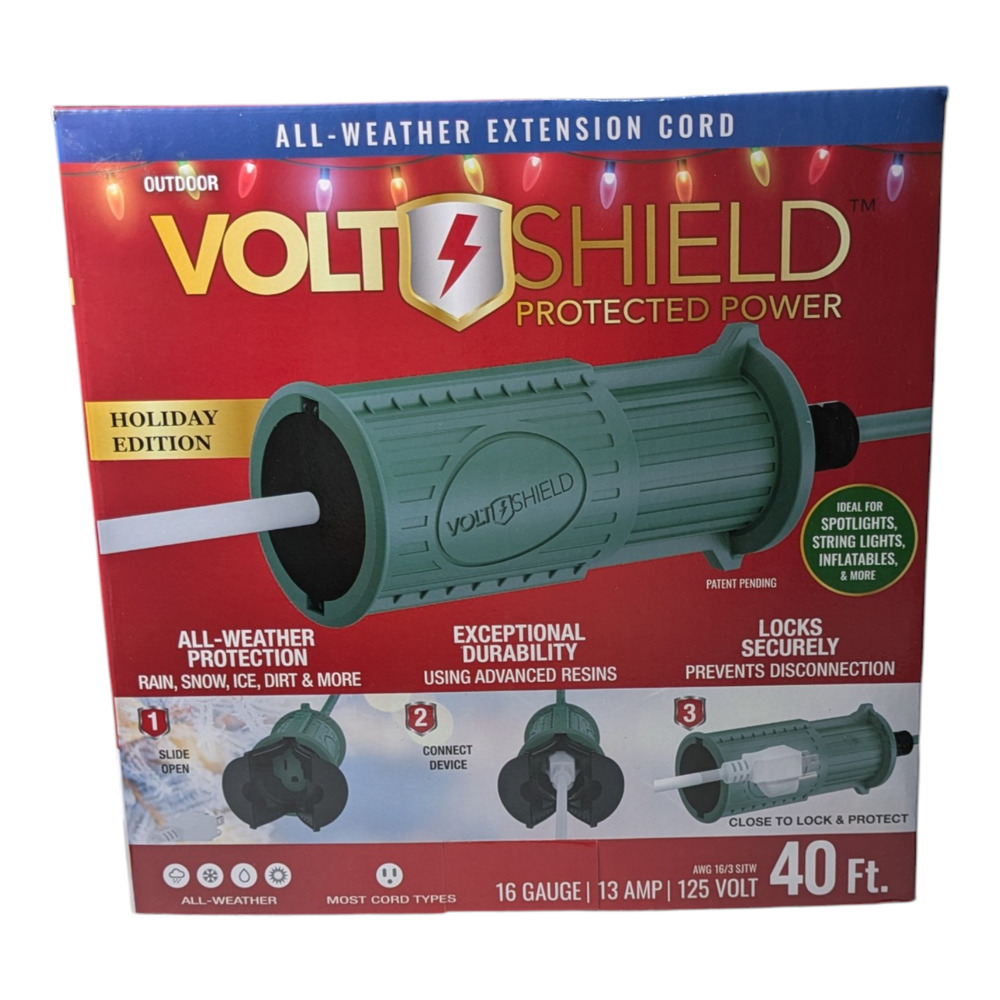 All Weather VoltShield Holiday Cord 40-Foot 16-gauge Outdoor Extension Cord NIB
